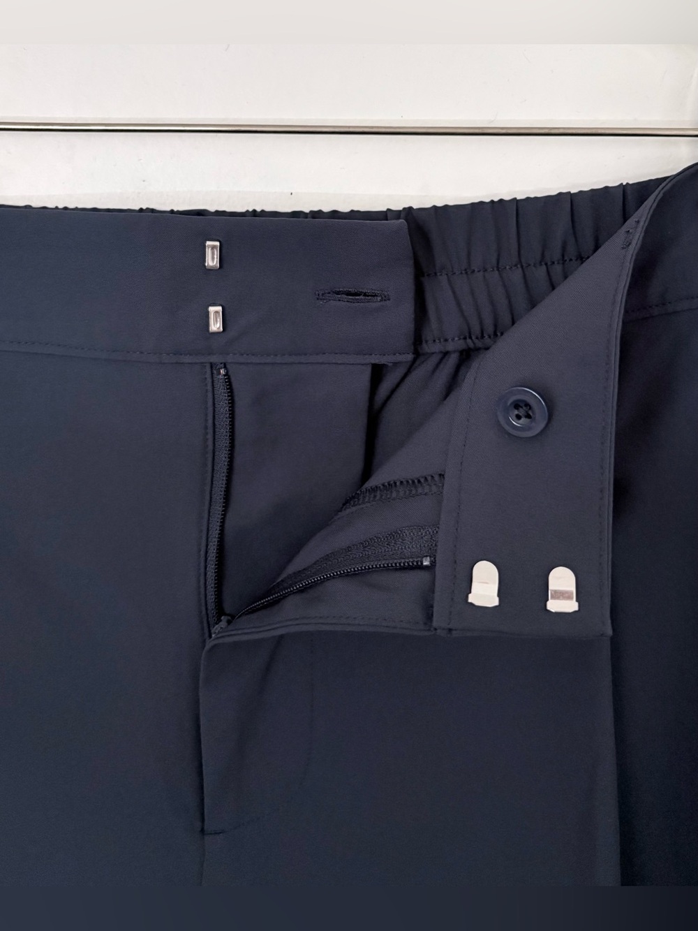 All in Motion Navy Blue Performance Pleated Wide-Leg Trousers - Side Pinstripe - Picture 7 of 13